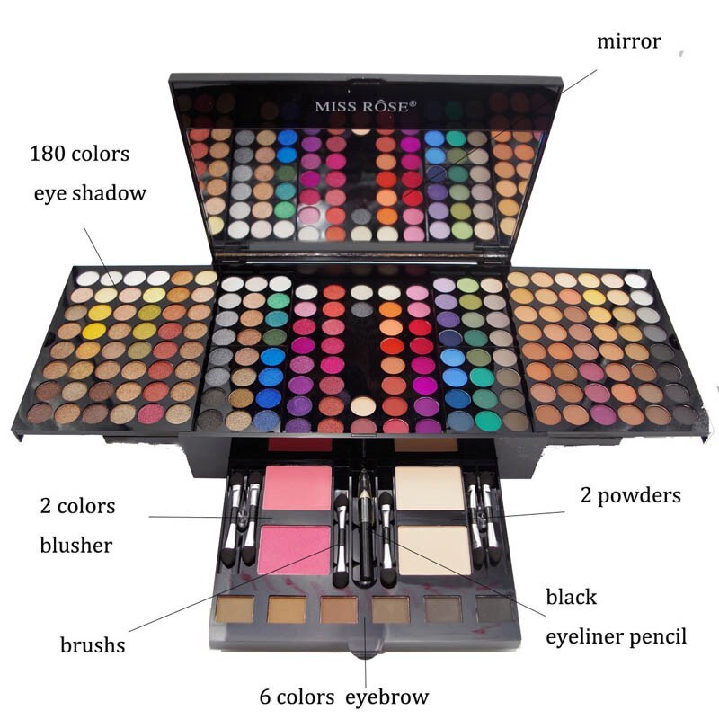 Piano Glam 180-Color Eye & Blush Makeup Palette Set