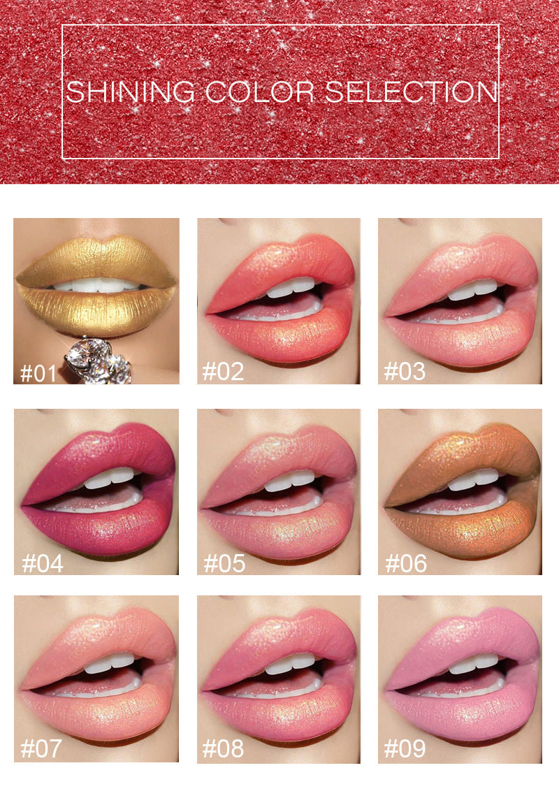 Metallic Pearlescent Lipstick Gilt Shine Color-Changing Lip Beauty