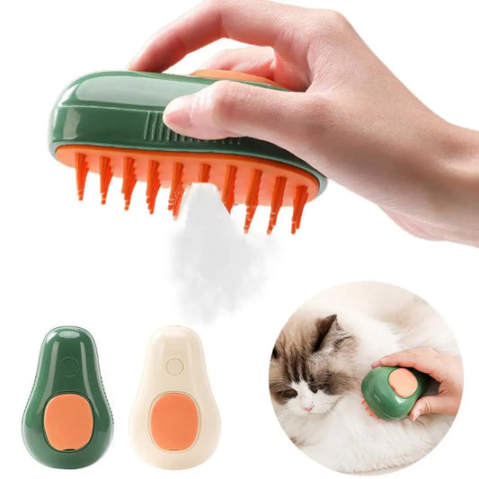 Electric Steam Cat Brush β Self-Cleaning Avocado Pet Grooming Comb