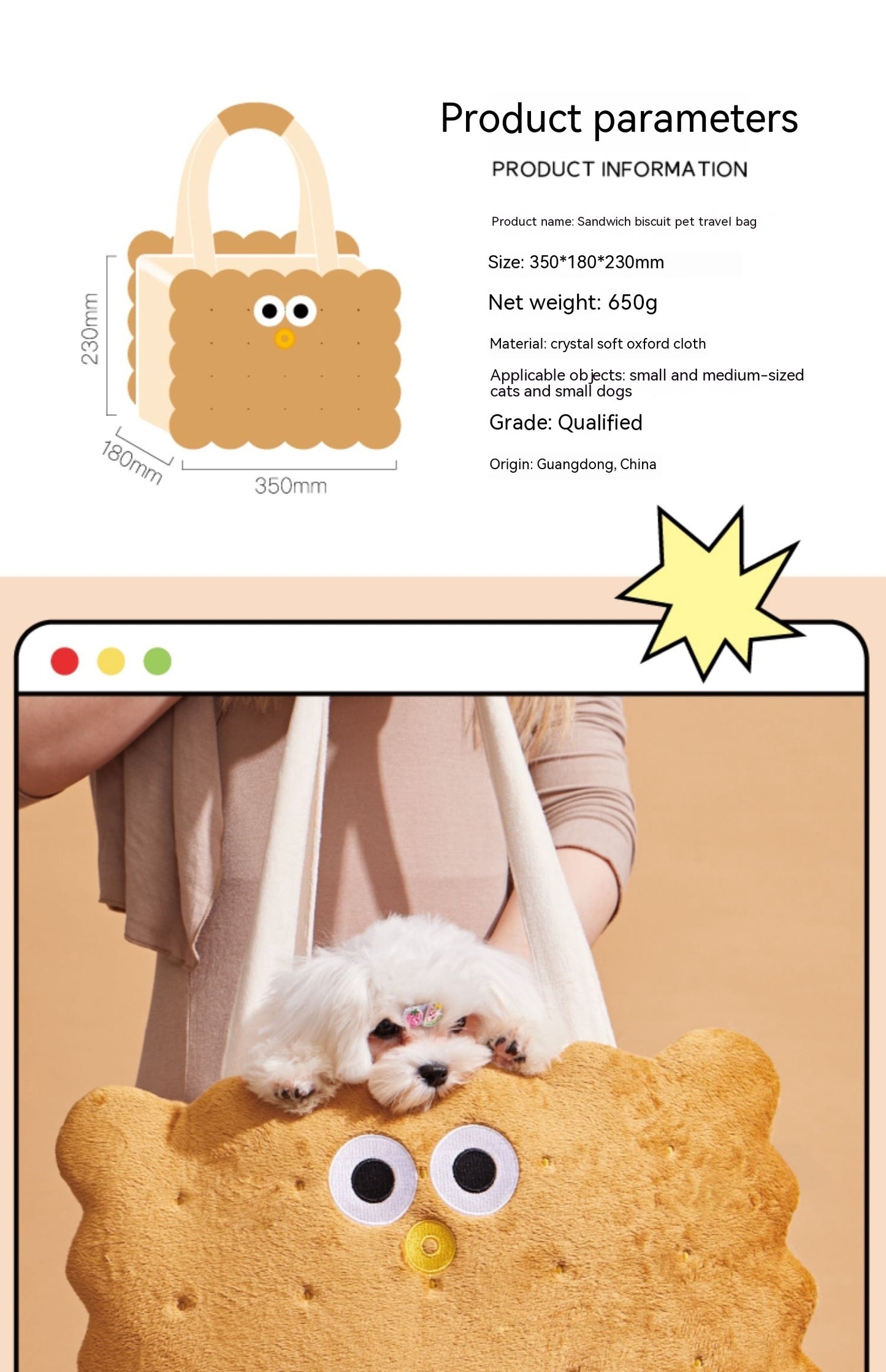 Cat Sandwich Bag β Portable, Stylish, Large, Anti-Stress Carrier