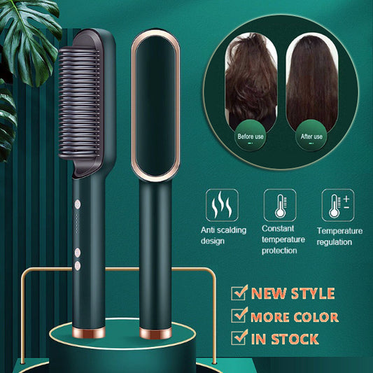 2-in-1 Hair Straightener & Curler Hot Comb Ion Brush